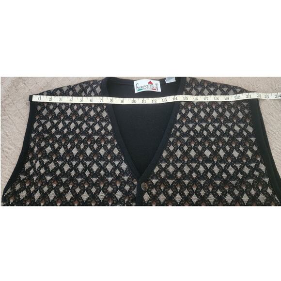 Florence Tricot Italian Vtg Brown, Black & Tan Geometric Wool Blend Vest Mens XL - Picture 4 of 9